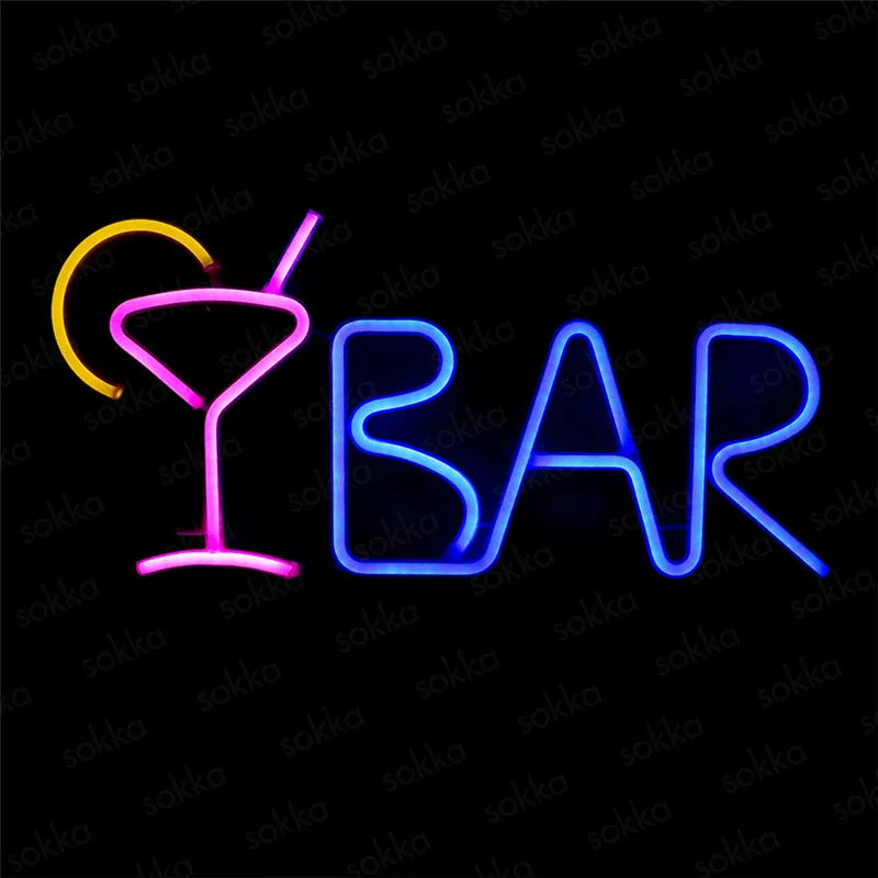 Wine Glass Neon Bar LED Sign