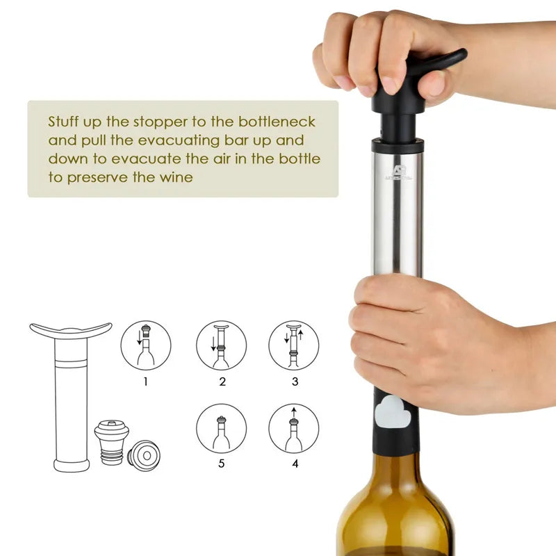 LMETJMA Stainless Steele Vacuum Pumping Wine Stopper