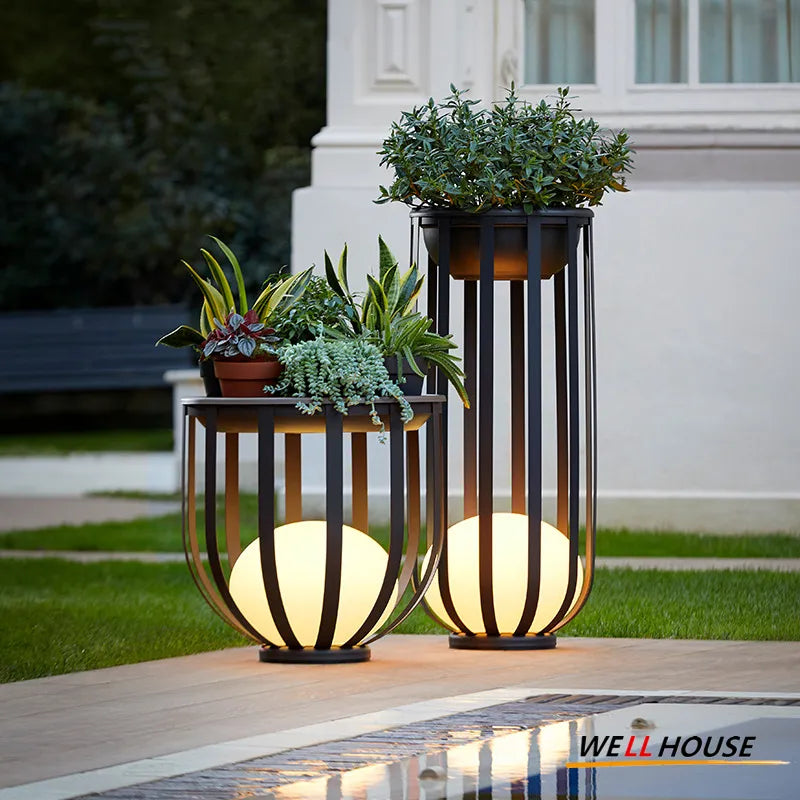 Solar Garden Flowerpot Floor Lamp