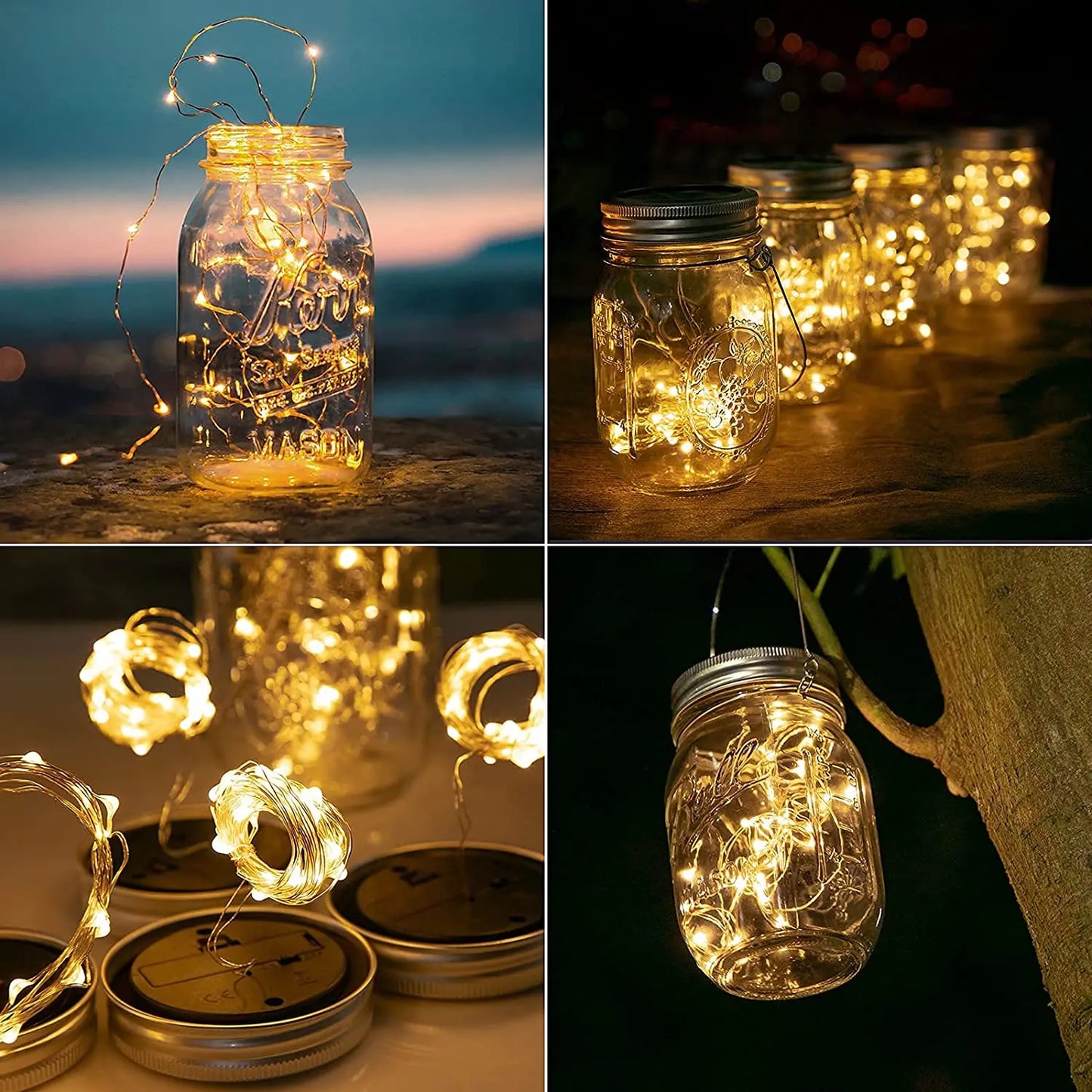 Solar Mason Jar Lid Lights for Outdoors （No Jars）